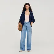 Faded wide straight-leg jeans