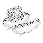 Asscher Cut 2.0 Carat, 14K Wedding Ring Set