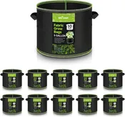 10-Pack 5 Gallon Grow Bags Heavy Duty 300G Thickened Nonwoven Plant Fabric Pots with Handles Bn-link
