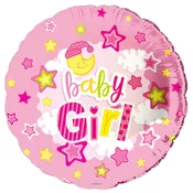 18" Round Baby Girl Mylar Balloon