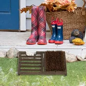 Heavy Duty Cast Iron Angled Shoe Scrubber for Porch, Outdoor Shoe Cleaning Brush Scraper and Boot Puller