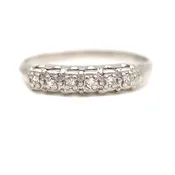 1950s Prong Set 14 Kt White Gold Diamond Wedding Band