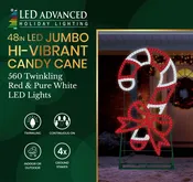 Hi-Vibrant LED Candy Cane with Bow Christmas Decoration