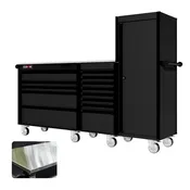 88 Series - 13 Drawers with Tall Locker - Black Handles - Traditional Casters