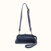 Alba Frame Small Shoulder in Polished Leather - Ink Navy