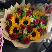 Sunflower and Roses Bouquet