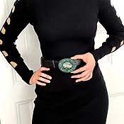 Abalone and Turquoise Belt Buckle