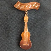 Vintage 1950s Celluloid Guitar Pin
