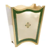 Florentino Baroque Wooden Wastebasket - Green - NEW