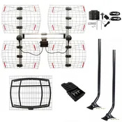 Bundle - Antennas Direct DB8E & ClearStream 5 Attic / Outdoor HD TV Antennas, 2 x 40-inch Masts, UHF VHF Combiner, ClearStream JUICE Plus Preamplifier