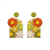 70s Burnt Orange Floral Arch Earrings
