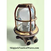 Vintage Brass Ship's Ceiling Light With Clear Glass Globe