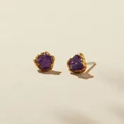 Amethyst 14k Gold Plated Stud Earring by Dani Barbe