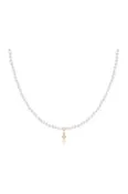 ENewton 15" Choker Classic Pearl 3mm Bead - Signature Cross Gold Charm