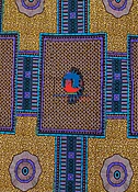 African Wax Ankara Print Fabric - Orange, Purple and Blue