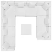 10-Piece Outdoor Upholstered Aluminum Sectional Sofa Modular Patio Seating Set