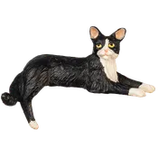 1 Inch Scale Black and White Cat Back Leg Down Dollhouse Miniature
