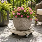 11.4" Cream Round WPC Plant Caddy -Ship Only