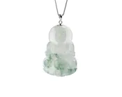 Icy Green Jadeite Jade Quan Yin in 14K