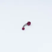 2 Gem Navel Curve - 12g - Garnet - 3/8" - 6mm, 4mm - Titanium - Navel - Industrial Strength — MODERN RITUAL