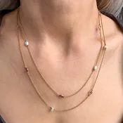 Antique Amethyst & Pearl Chain Necklace
