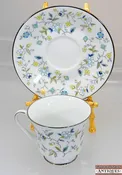 VINTAGE NORITAKE CHINTZ JAPAN BLUE GREEN Cup Saucer Set