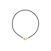 18K Black Leather Cord with Open Bale