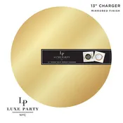 13" Gold Round Light Weight Mirror Charger Plate