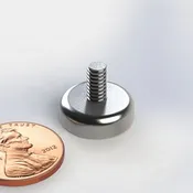 CUPM625 ~ Neodymium Cup Magnet with Male Threaded Stud | 5/8" Dia | 0.512" Thick | .315 Long  Stud | Ni-Cu-Ni Plated | Grade N40 | NdFeB | Axially Magnetized through the Thickness | North Polarity exposed