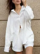 100% Cotton Button-Up Shirt & Shorts Set | S–L