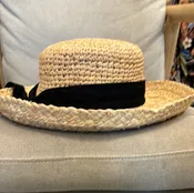 14377 Crochet Crown Raffia Hat