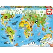 Animals World Map 150 Piece Puzzle