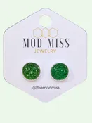 Green Druzy Stud Earrings-Medium