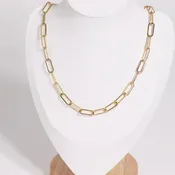 18K Gold PVD Paperclip Chain Necklace<br>16" to 18" length<br>2.5 mm or 4 mm Width