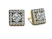 14k Gold Square Diamond Studs