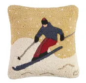 Chandler 4 Corners | 'Sunny Day Skier' Hooked Wool Pillow