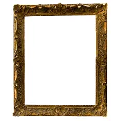 19th-Century French Gilt Frame with Cartouches and Cross-Hatch Carving