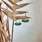 Patina Green Oval Clay Earrings - The Artifact House