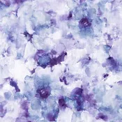 108" Wide Back - Watercolors -Periwinkle- watercolor flowers in purple,gray&blue