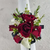 Red Hot Prom Corsage offering three options of flowers - Red roses, Orchids and Calla Lilies