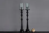 Javanese Tallest Bronze and Glass Hurricane Candle Holder