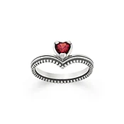 Beaded Chevron Heart Gemstone Ring