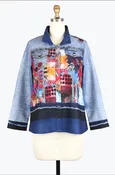 Abstract Painting Denim Print Jacket-Multi