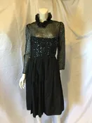 1960s Bill Blass Silk and Sequinns Cocktail Dress-size 8