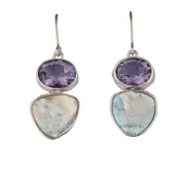 AMETHYST AND KEISHI PEARL EARRINGS