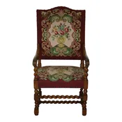 Belgian Louis XV Fauteuil Needlepoint Armchair