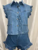 Anniewear Comfort Denim Ruffle Shorts