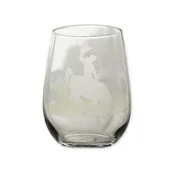 Etched Bronco Wine Glass