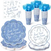 Zubebe 120 Pcs Last Toast on The Coast Baby Shower Party Decorations Coastal Bachelorette Paper Plates Cups Napkins Disposable Tableware Set Beach Bachelorette Party Supplies Serves 24