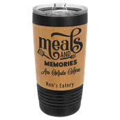 20 oz. Laserable Leatherette Black Tumbler with Clear Lid